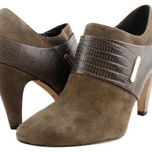 Isola Taupe Grey Sabriel Suede Lizard Booties Pumps